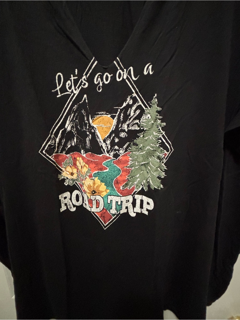 Maurice’s Road Trip Graphic Tee - Black with Multi-Color Nature Print